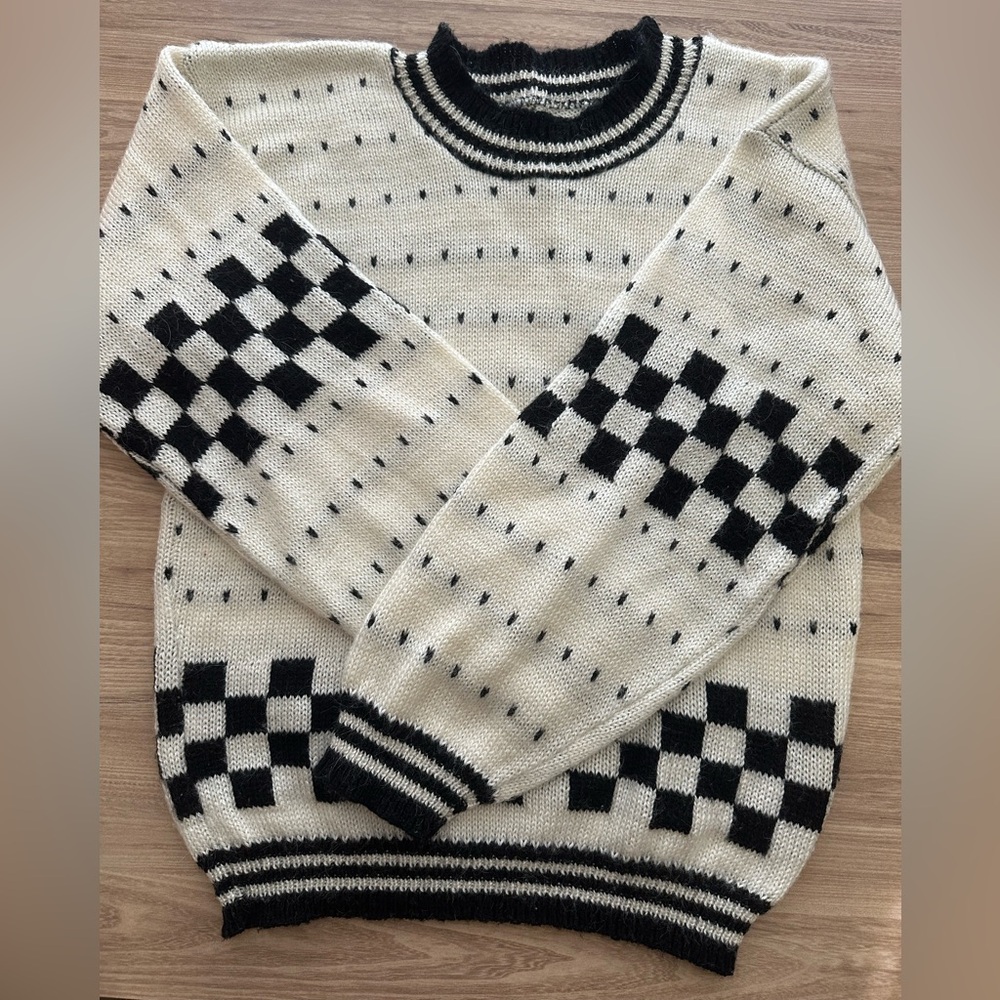 Black and White Checkered Sweater